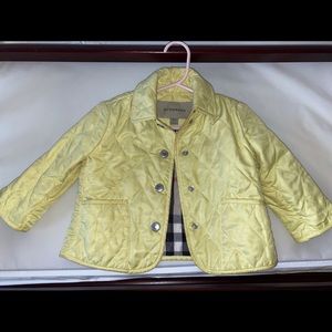 Baby Burberry Quilted Jacket, Yellow, 12M